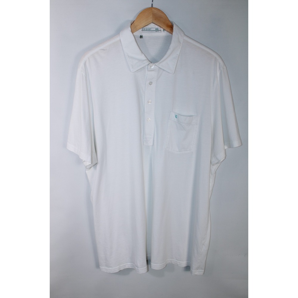 Criquet Men's XXL Slim Fit White Short Sleeve Polo Shirt